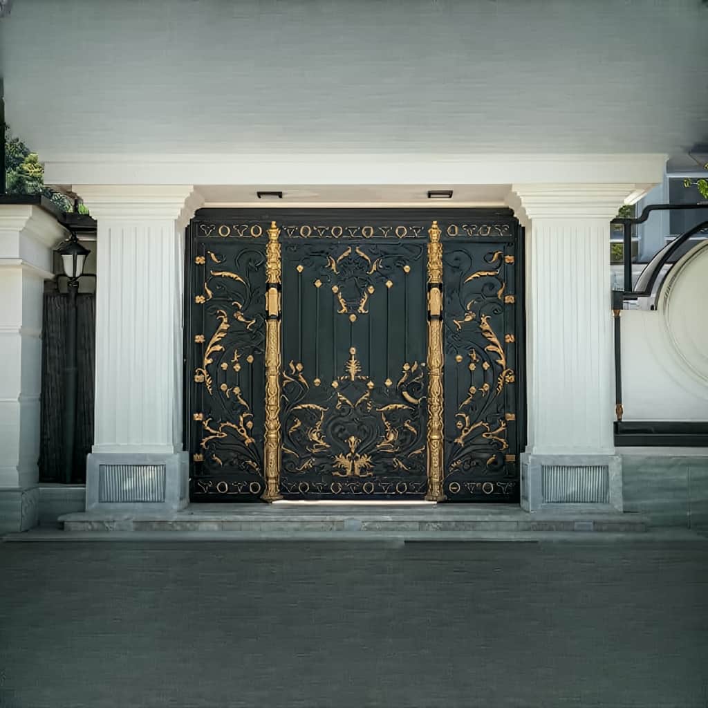 نصب درب حیاط فرفورژه کلاسیک در مریوان