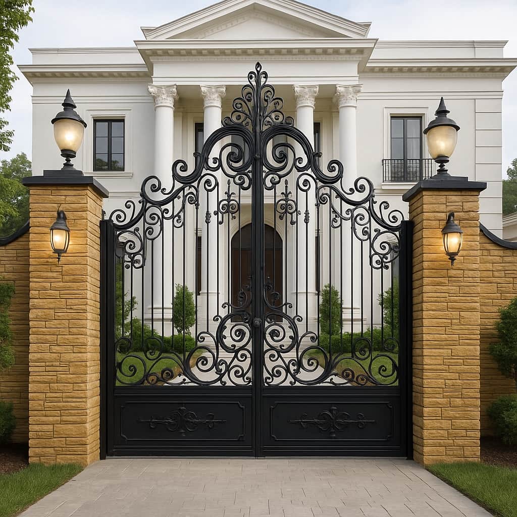 اجرای درب حیاط شاسی سنگین با لولای بلبرینگی