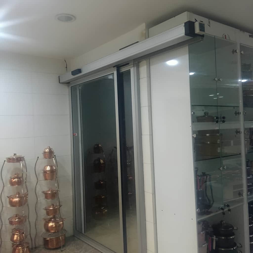 درب اتوماتیک شیشه ای بیمارستانی کشویی دو لت