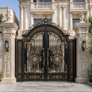 8 مدل درب حیاط مشکی طلایی