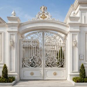 7 مدل درب حیاط سفید طلایی