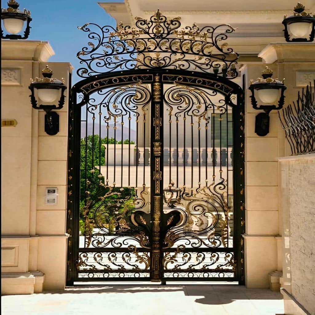 اجرای درب ویلایی قاب دار محوطه فرفورژه