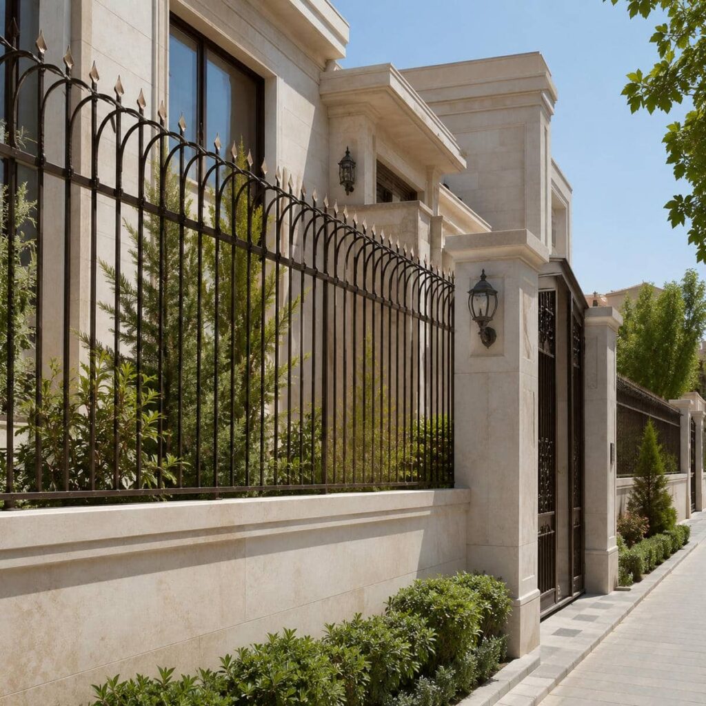 نصب حفاظ دیوار مدرن خطی روی سنگ
